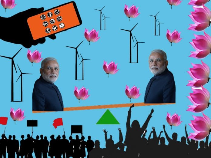 The air is thick with doubts, economic stress is hurting and for the first time since his rise in 2013, the PM Narendra Modi is fighting back.