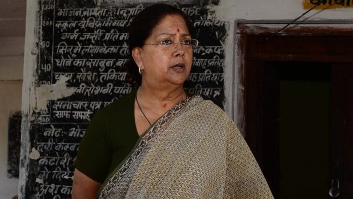 File photo of former Rajasthan chief minister Vasundhara Raje | @VasundharaBJP | Twitter