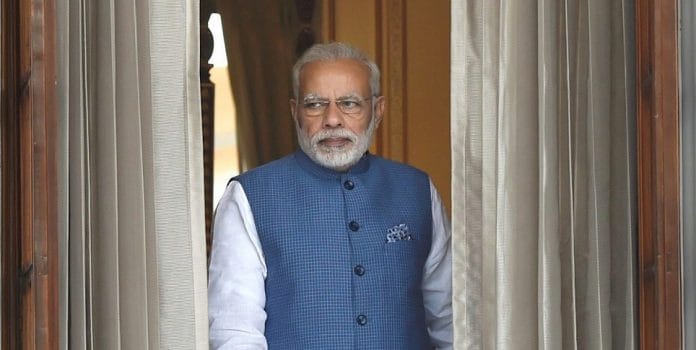 Narendra Modi walking out of Hyderabad House