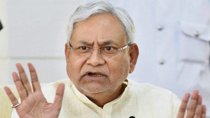 Nitish Kumar addressing a press conference | File photo: PTI