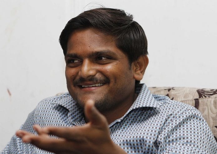 Hardik Patel addressing the media