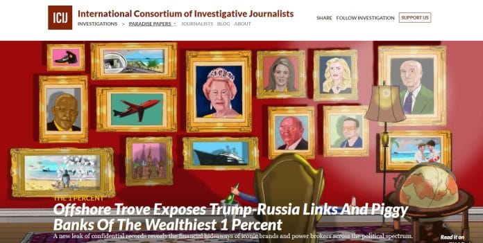 A screengrab from the website of International Consortium of Investigative Journalists which released the Panama Papers