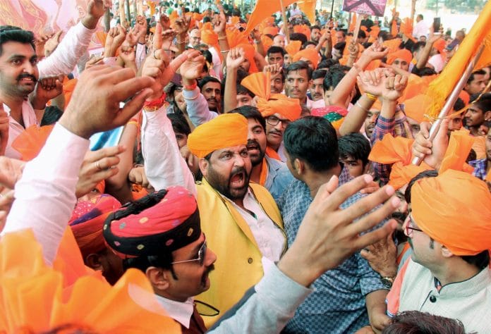 RSS affliates protesting against Padmavati