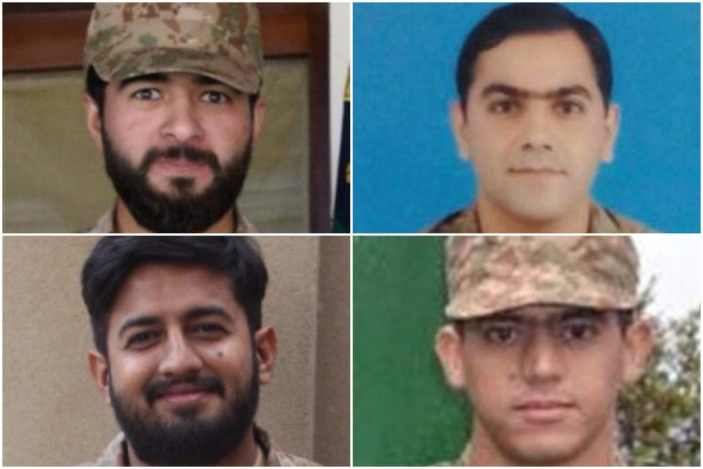 A collage of photos of Pakistan Army soldiers who died in 2017