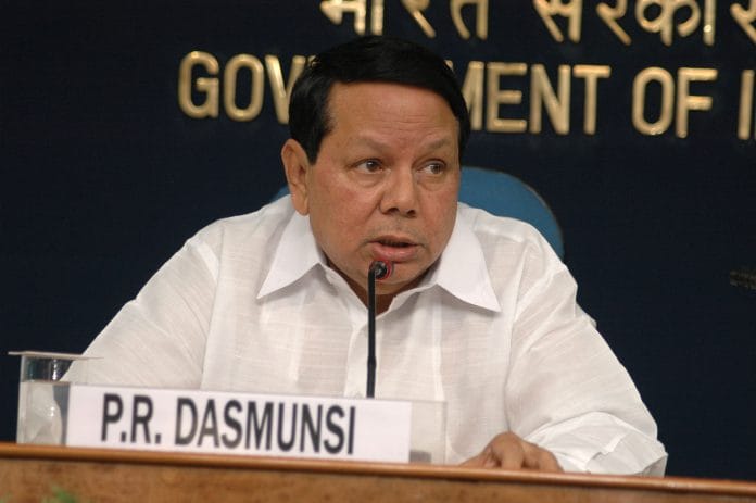 Former Union Minister for Information & Broadcasting Priyaranjan Dasmunsi addressing a press conference