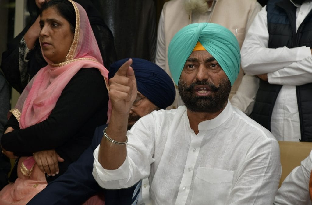 Sukhpal Singh Khaira at a press conference in Punjab Vidhan Sabha | Getty Images