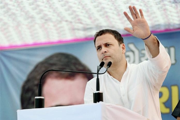 Rahul Gandhi speaks at a meeting