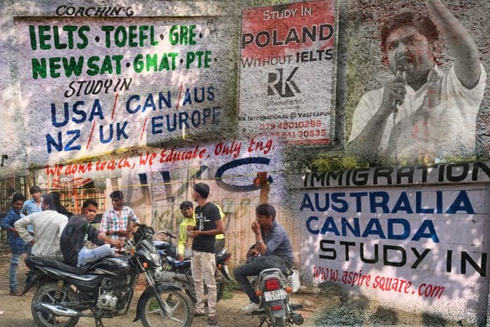 Writings on the wall illustration showing Hardik Patel and youth in Gujarat