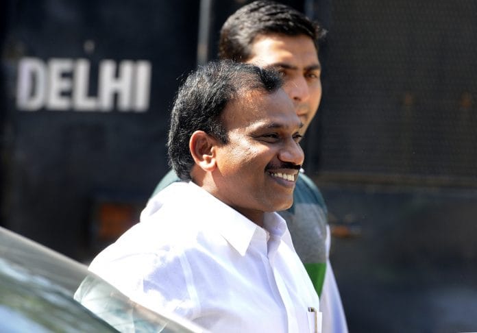 Former Telecom Minister A Raja leaves after hearing