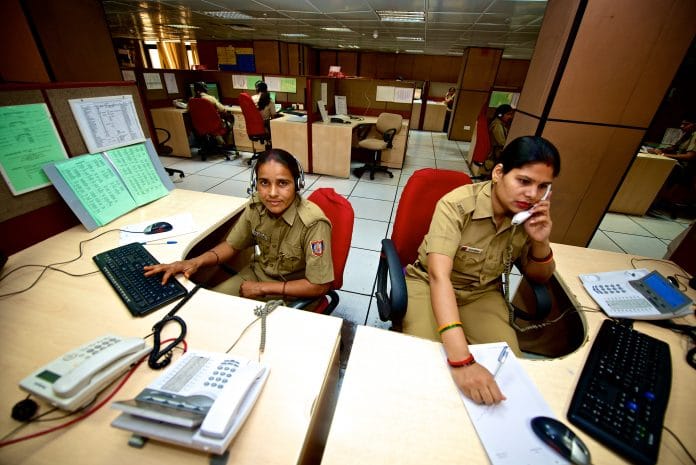 A control room in the police department