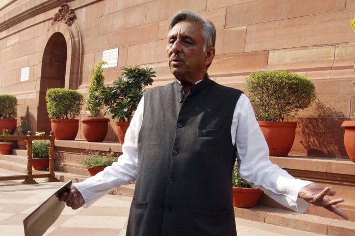 Congress leader Mani Shankar Aiyar at Parliament House