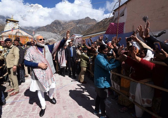 Narendra Modi during a visit to Kedarnath in October 2017