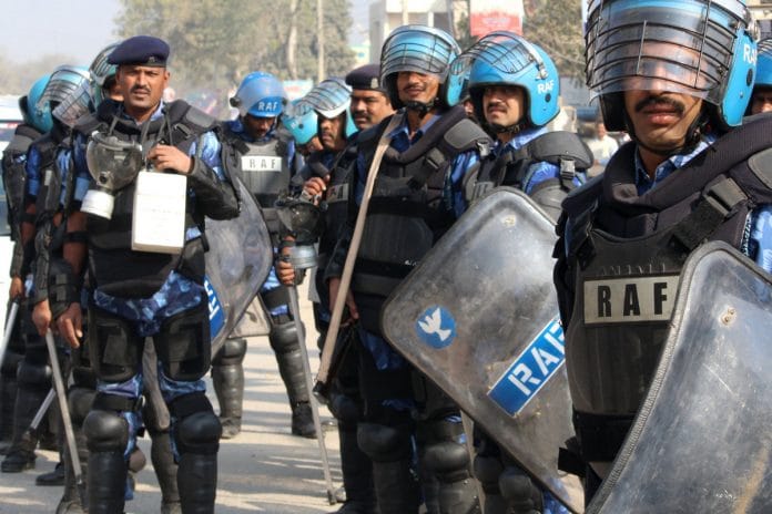 A photo showing Rapid Action Force personnel