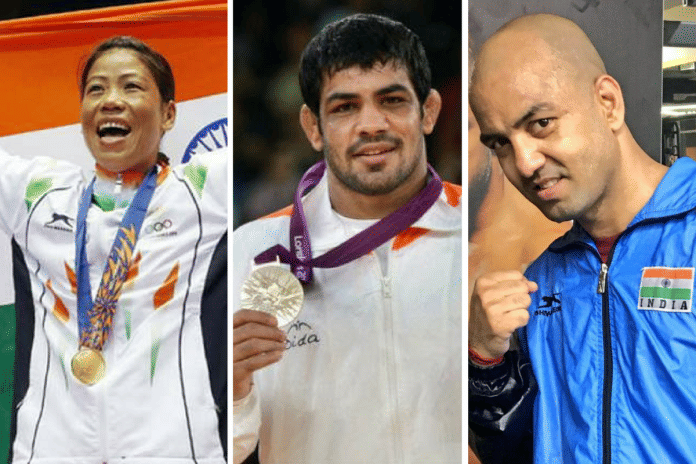 Mary Kom, Sushil Kumar, and Akhil Kumar.