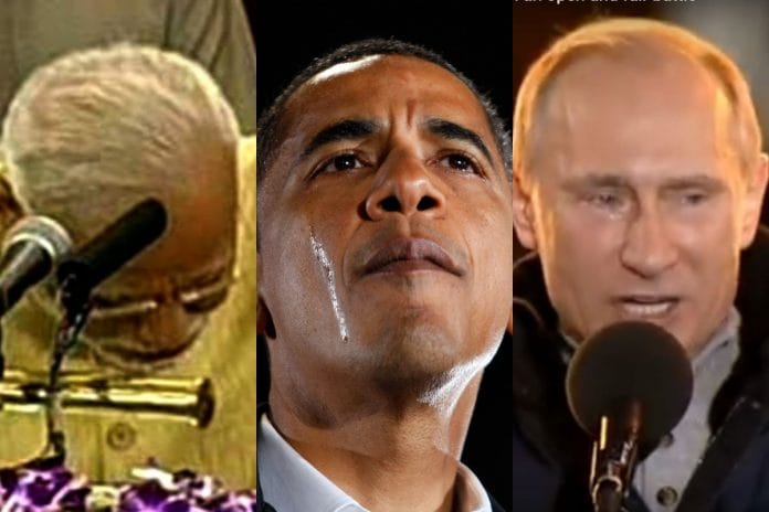 L-R: Prime Minister Narendra Modi, Former President, Barack Obama, President Vladimir Putin