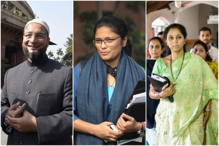 Asaduddin Owaisi, Sushmita Dev and Supriya Sule