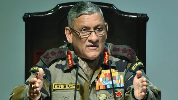 Bipin Rawat addresses a press conference