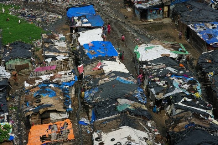 Slum in Ahmedabad, Gujarat.