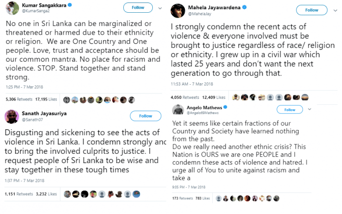 Sri Lankan Cricketers Tweets