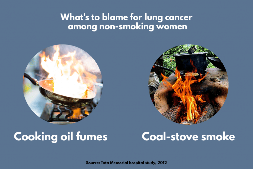 An infographic showing sources of pollution causing lung cancer
