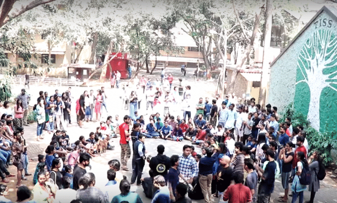 Students protesting in TISS, Mumbai