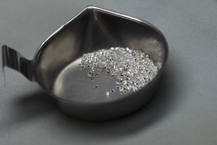 Diamonds inside a container