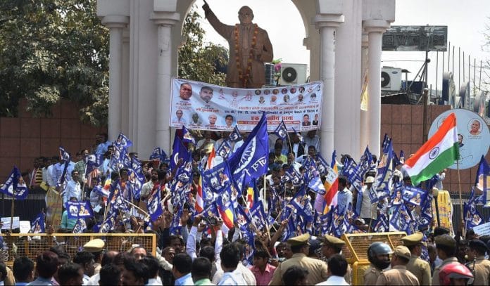 Members of Dalit community stage a protest during 'Bharat Bandh' in Lucknow|