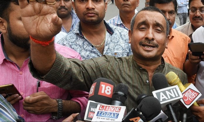 BJP MLA from Unnao Kuldip Singh Sengar speaks to the media | PTI