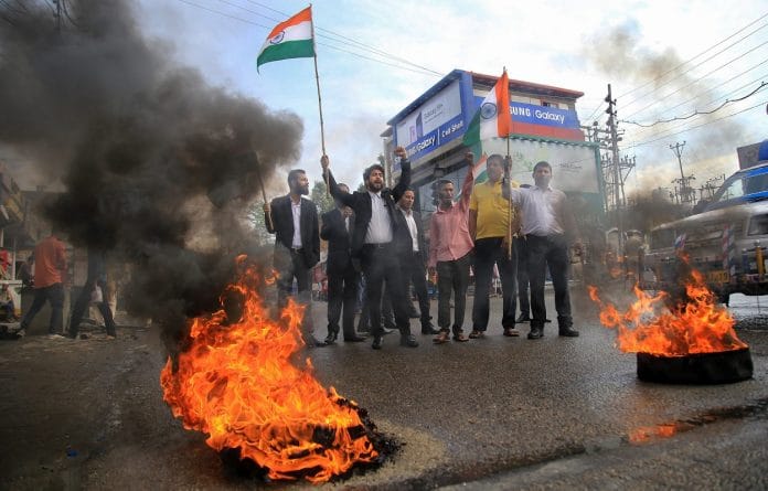 Lawyers from Jammu Bar Association protesting against the government