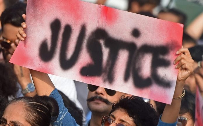 A protest demanding justice for the victims of Kathua and Unnao rape cases