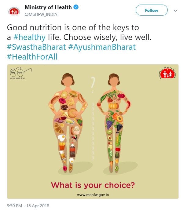 The tweet by the ministry of health