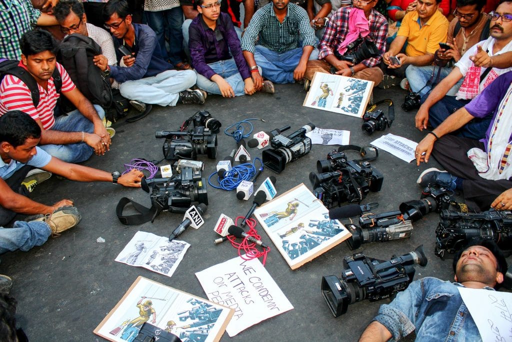Representative image of journalists protesting