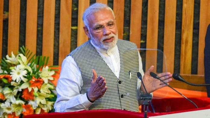 PM Modi addresses people after inaugrating Kishanganga Power Station at a function in Srinagar today | PTI