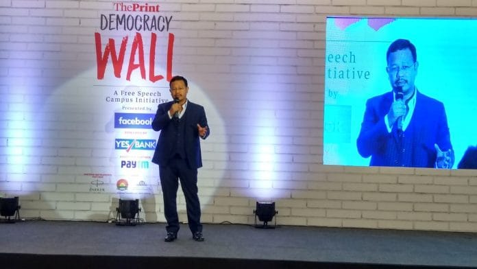 Meghalaya Home Minister James K. Sangma at ThePrint’s Democracy Wall