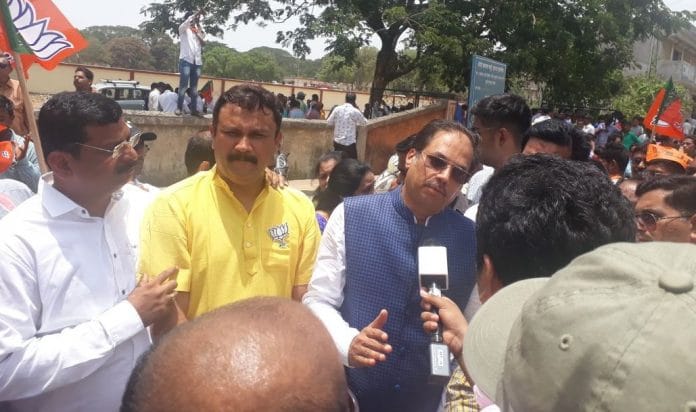 Rajendra Gavit (in yellow kurta) is contesting Palghar on BJP ticket | @JayGala86/Twitter