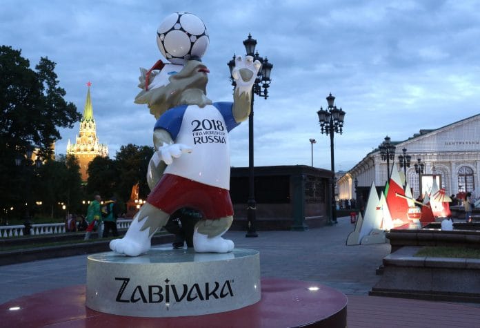 A sculpture of the Zavibaka mascot for the Russia World Cup sits on display in central Moscow, Russia | Bloomberg | Andrey Rudakov