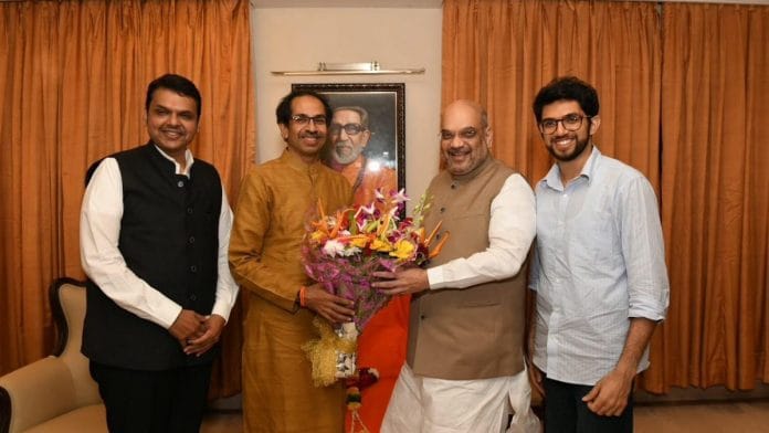 File photo of BJP president Amit Shah meeting Shiv Sena chief Uddhav Thackeray in Mumbai | PTI