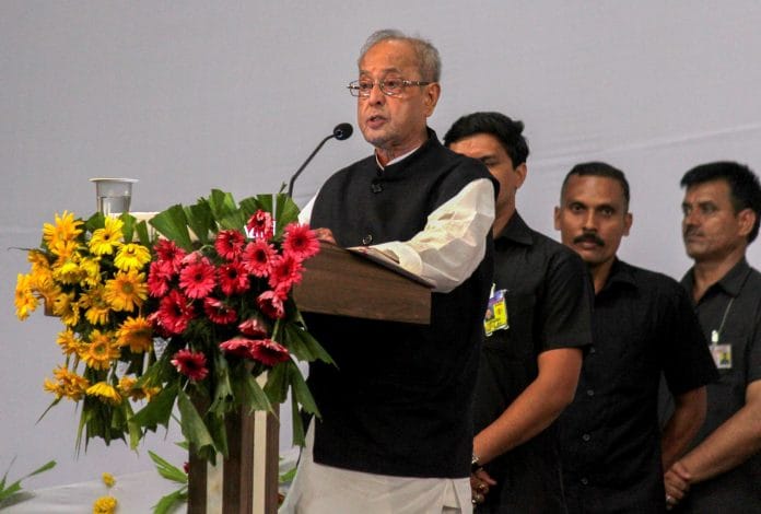 Former president Pranab Mukherjee speaks during the closing ceremony of Tritiya Varsha Sangh Shiksha Varg, an RSS event in Nagpur, Thursday