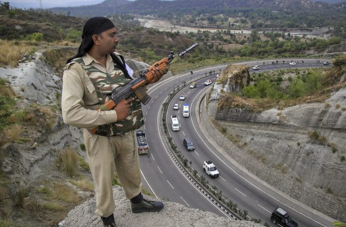 Paramilitary stands guard