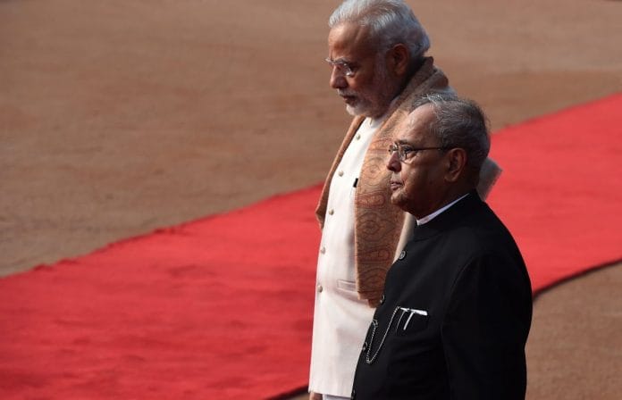 Narendra Modi and Pranab Mukherjee