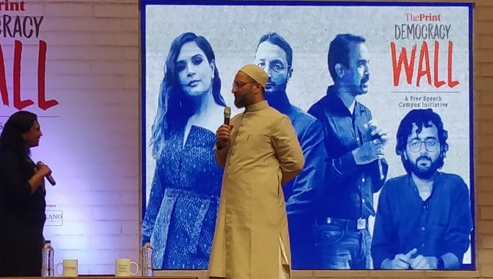 Asaduddin Owaisi at Democracy Wall, Hyderabad | Nayanika Chatterjee/ThePrint