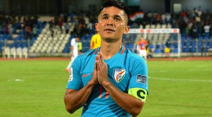 Indian football team captain Sunil Chhetri | Twitter | Doordarshan Sports