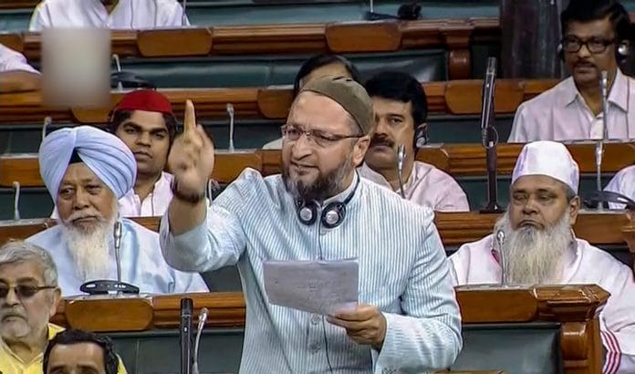 All India Majlis-e-Ittehadul Muslimeen (AIMIM) President Asaduddin Owaisi speaks in the Lok Sabha | PTI
