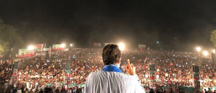 Imran Khan addressing a rally at Rahim Yar Khan in Punjab province of Pakistan | @ImranKhanPTI/Twiter