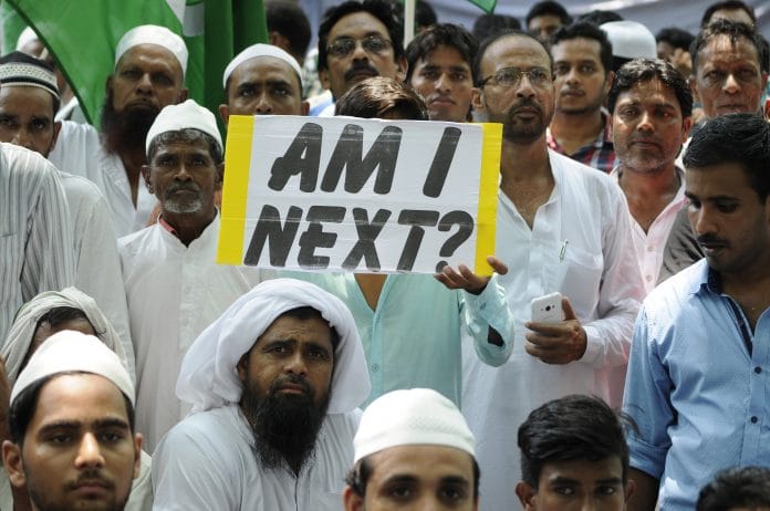 File photo of protest against a spate of assaults against Muslims and Dalits in New Delhi | Burhaan Kinu/Hindustan Times via Getty Images