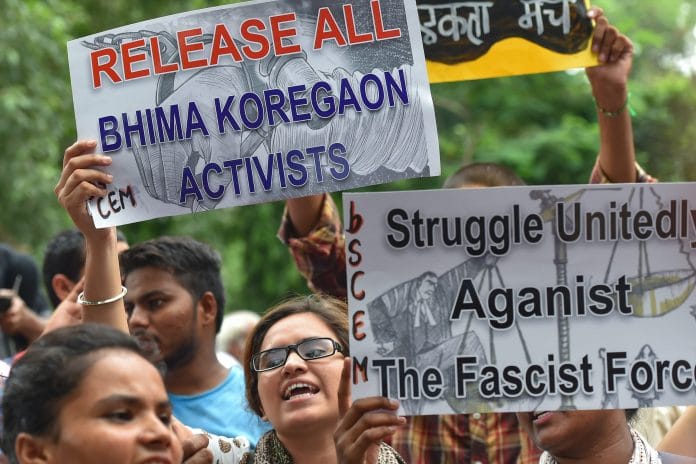 Activists protest against the arrests of activists and alleged state repression, in New Delhi | Kamal Kishore/PTI