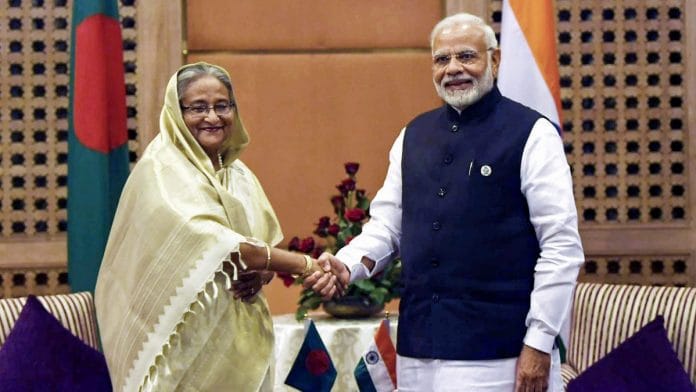 File photo of Prime Minister Narendra Modi and Prime Minister of Bangladesh Sheikh Hasina | PTI