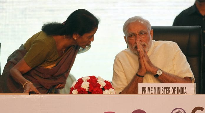 Prime Minister Narendra Modi with defence minister Nirmala Sitharaman | Virendra Singh Gosain/Hindustan Times via Getty Images