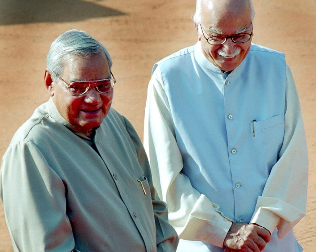 Long time friends former Prime Minister Atal Behari Vajpayee with ex- deputy Prime Minister Lal Krishan Advani in this photo shot