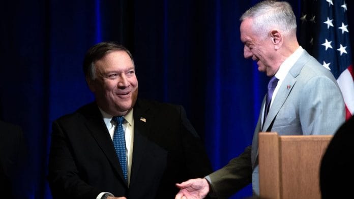US Secretary of State Mike Pompeo with US Defense Secretary Jim Mattis